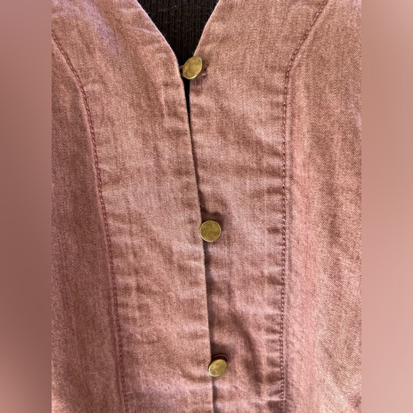 Express Oversized Mauve Wide Sleeve Buttons & Loops Tie Up Hem Cropped Top M - Picture 4 of 8